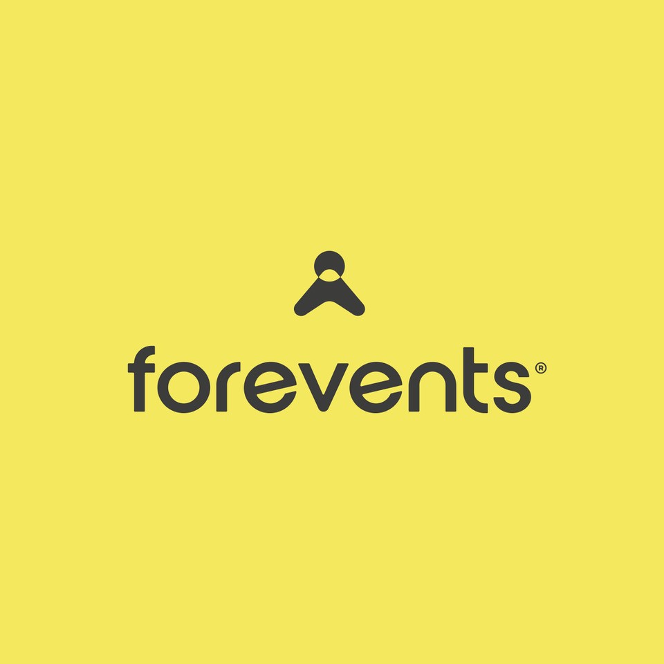 Das Bild zeigt das forevents Logo auf gelben Hintergrund